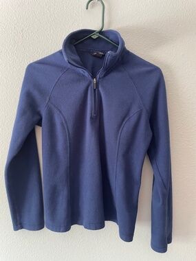 Lands' End Navy Quarter Zip Fleece Pullover Soft Cozy Women's Small 6-8